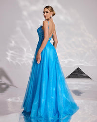 HKM-828755 Elegant Blue Evening Gown for Women - Style EZ25173