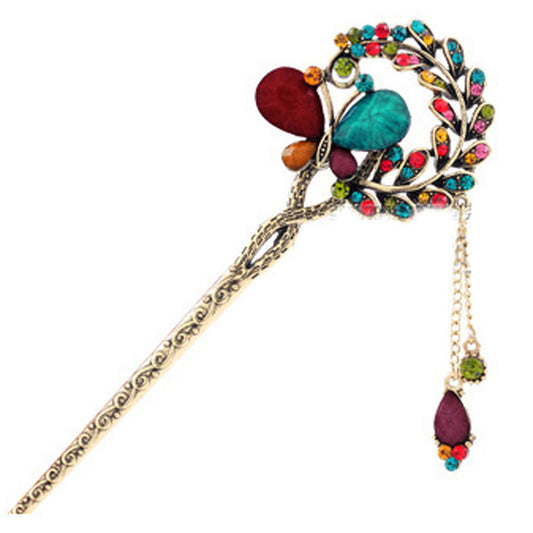 HKM-820883 Ancient Insect Hairpin Fork in Electroplated Copper and Resin