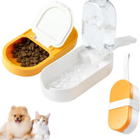 HKM-593427 Portable 2-in-1 Dog Water Bottle and Food Container with Collapsible Bowl - Ideal for Hiking and Travel