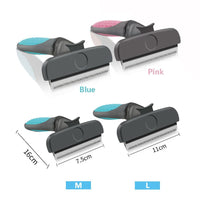 HKM-346643 Pet Hair Removal Comb for Cats and Dogs - Stainless Steel Grooming Brush in Green, Pink, and Blue