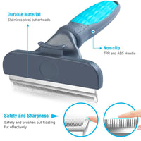 HKM-346643 Pet Hair Removal Comb for Cats and Dogs - Stainless Steel Grooming Brush in Green, Pink, and Blue