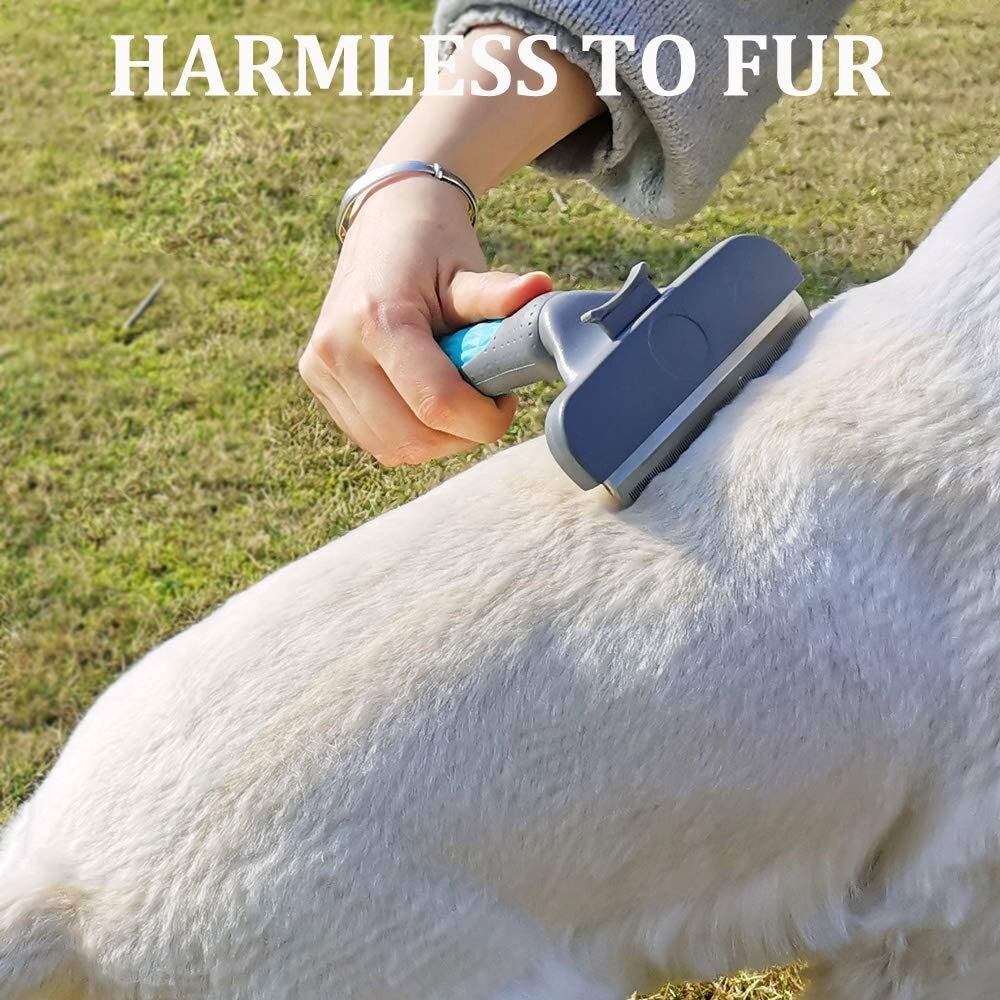 HKM-346643 Pet Hair Removal Comb for Cats and Dogs - Stainless Steel Grooming Brush in Green, Pink, and Blue