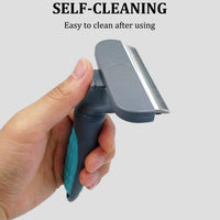 HKM-346643 Pet Hair Removal Comb for Cats and Dogs - Stainless Steel Grooming Brush in Green, Pink, and Blue