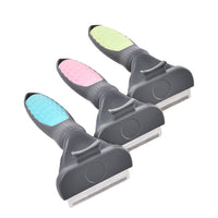 HKM-346643 Pet Hair Removal Comb for Cats and Dogs - Stainless Steel Grooming Brush in Green, Pink, and Blue