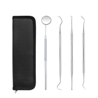 HKM-272787 5-Piece Professional Dental Tools Set with Leather Bag - Teeth Cleaning and Care Instruments