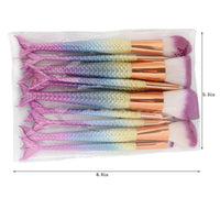 HKM-311891 Fishtail Makeup Brush Set – 10-Piece Portable Collection with PU Handles and Man-Made Fiber Brushes