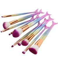 HKM-311891 Fishtail Makeup Brush Set – 10-Piece Portable Collection with PU Handles and Man-Made Fiber Brushes