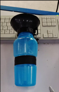 HKM-095955 Portable Pet Water Bottle with Squeeze Bowl for Travel - 20oz Capacity Ideal for Dogs and Cats