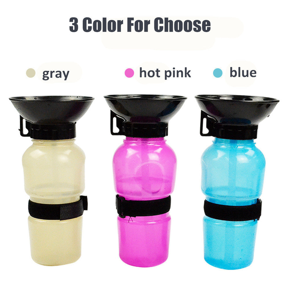 HKM-095955 Portable Pet Water Bottle with Squeeze Bowl for Travel - 20oz Capacity Ideal for Dogs and Cats