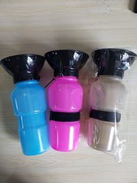 HKM-095955 Portable Pet Water Bottle with Squeeze Bowl for Travel - 20oz Capacity Ideal for Dogs and Cats