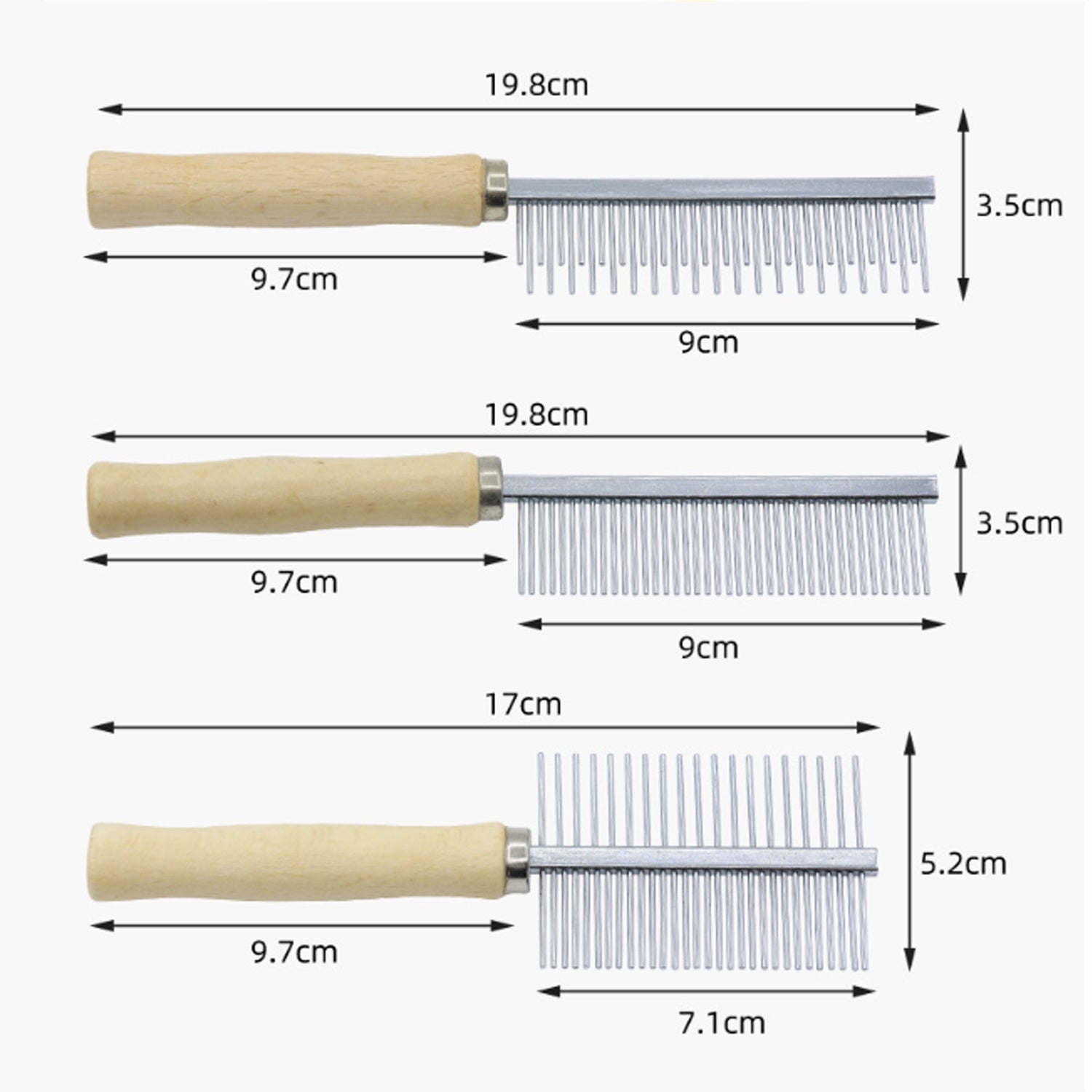 HKM-738707 Wooden Handle Pet Grooming Comb for Dogs and Cats - Safe and Effective Hair Removal Tool