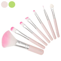 HKM-851987 7-Piece Makeup Brush Set with Wooden Handles and Corrugated Nylon Wool Bristles
