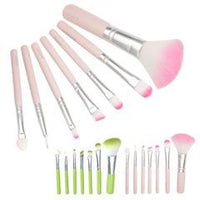 HKM-851987 7-Piece Makeup Brush Set with Wooden Handles and Corrugated Nylon Wool Bristles