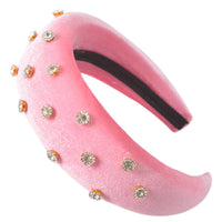 HKM-472787 Diamond-Studded Thick Flannel Headband Hair Accessory in Multiple Colors