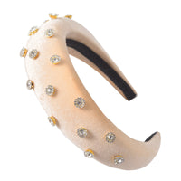 HKM-472787 Diamond-Studded Thick Flannel Headband Hair Accessory in Multiple Colors