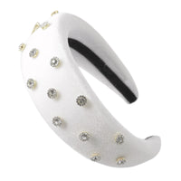 HKM-472787 Diamond-Studded Thick Flannel Headband Hair Accessory in Multiple Colors
