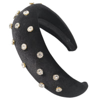 HKM-472787 Diamond-Studded Thick Flannel Headband Hair Accessory in Multiple Colors