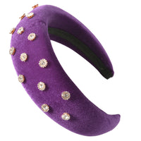 HKM-472787 Diamond-Studded Thick Flannel Headband Hair Accessory in Multiple Colors