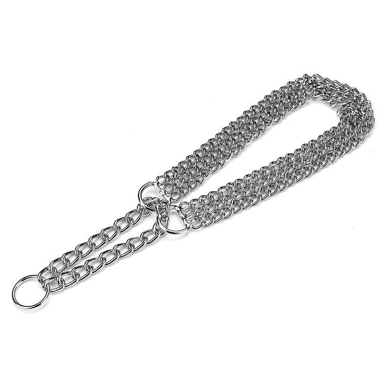 HKM-248979 Silver Iron Dog Collar with Adjustment Chain - 2.5mm x 55cm & 3.0mm x 60cm