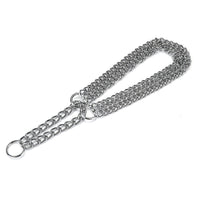 HKM-248979 Silver Iron Dog Collar with Adjustment Chain - 2.5mm x 55cm & 3.0mm x 60cm