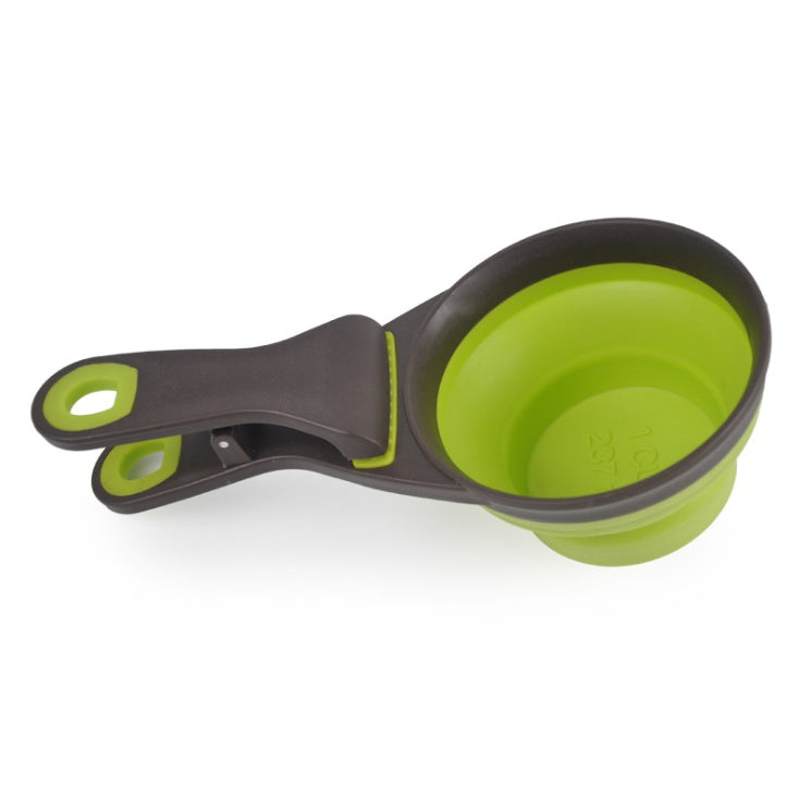 HKM-716243 3-in-1 Multi-Function Dog Food Spoon - Green and Black, Perfect for Scooping, Serving, and Sealing
