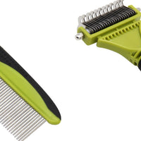 HKM-555603 Double-Sided Pet Knot Comb for Cats and Dogs - TPR/PP/Stainless Steel Cleaning Tool