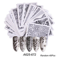 HKM-859155 Lace Flower Nail Art Sticker Set - 18 to 68 Pieces in Colorful Designs