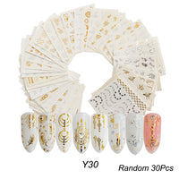 HKM-859155 Lace Flower Nail Art Sticker Set - 18 to 68 Pieces in Colorful Designs