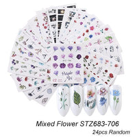 HKM-859155 Lace Flower Nail Art Sticker Set - 18 to 68 Pieces in Colorful Designs