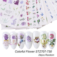 HKM-859155 Lace Flower Nail Art Sticker Set - 18 to 68 Pieces in Colorful Designs