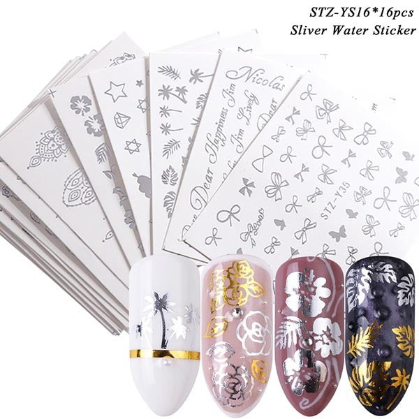 HKM-859155 Lace Flower Nail Art Sticker Set - 18 to 68 Pieces in Colorful Designs