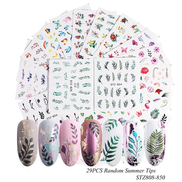 HKM-859155 Lace Flower Nail Art Sticker Set - 18 to 68 Pieces in Colorful Designs