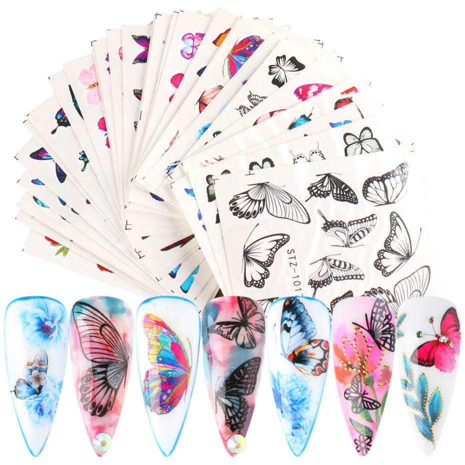 HKM-859155 Lace Flower Nail Art Sticker Set - 18 to 68 Pieces in Colorful Designs