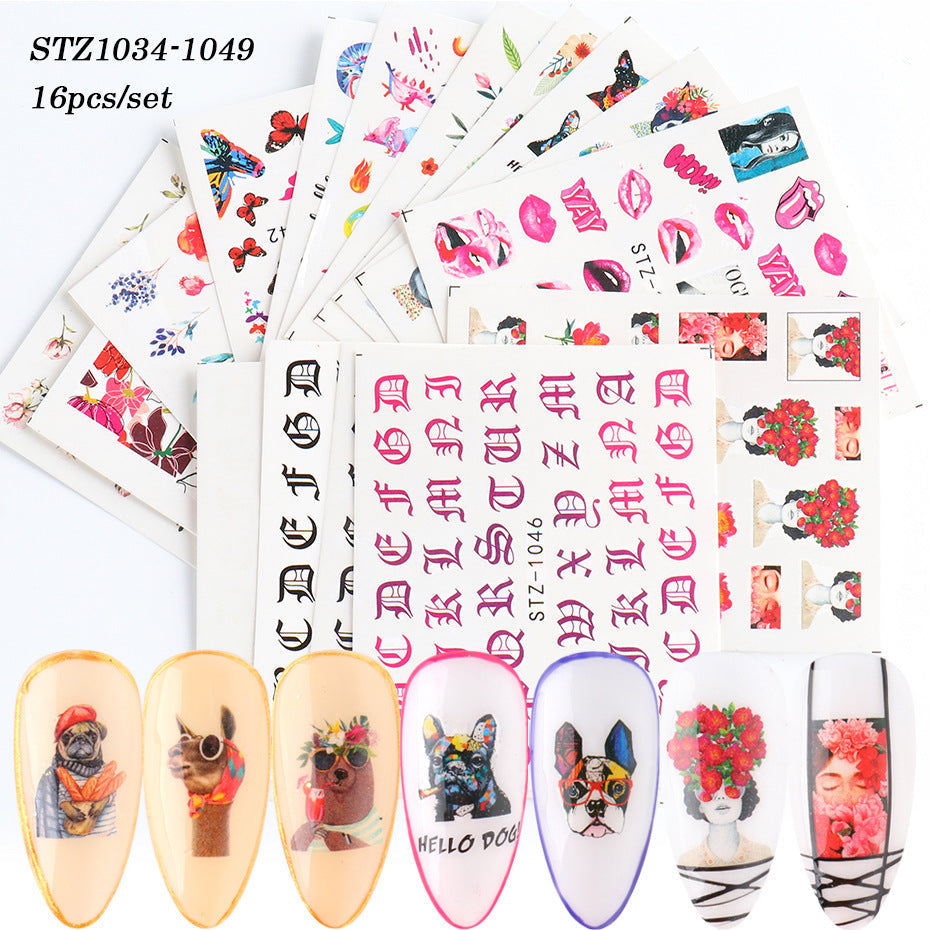 HKM-859155 Lace Flower Nail Art Sticker Set - 18 to 68 Pieces in Colorful Designs