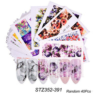 HKM-859155 Lace Flower Nail Art Sticker Set - 18 to 68 Pieces in Colorful Designs