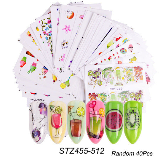 HKM-859155 Lace Flower Nail Art Sticker Set - 18 to 68 Pieces in Colorful Designs