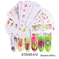 HKM-859155 Lace Flower Nail Art Sticker Set - 18 to 68 Pieces in Colorful Designs