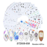 HKM-859155 Lace Flower Nail Art Sticker Set - 18 to 68 Pieces in Colorful Designs