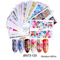 HKM-859155 Lace Flower Nail Art Sticker Set - 18 to 68 Pieces in Colorful Designs
