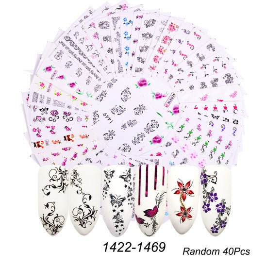 HKM-859155 Lace Flower Nail Art Sticker Set - 18 to 68 Pieces in Colorful Designs