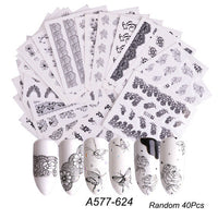 HKM-859155 Lace Flower Nail Art Sticker Set - 18 to 68 Pieces in Colorful Designs