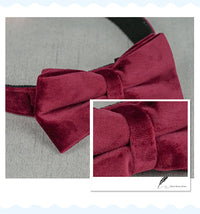 HKM-935955 Velvet Dog Collar with Double Microfiber Bowknot and Matching Leash Set