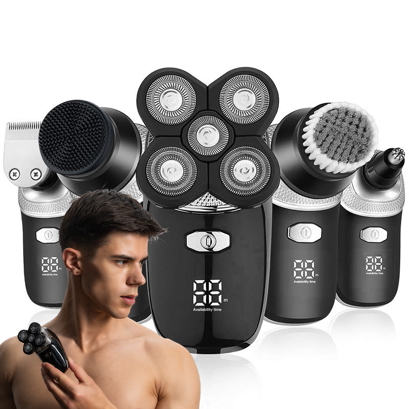 HKM-136531 Rechargeable 3D Rotary Shaver with Cleansing Brush and Grooming Attachments