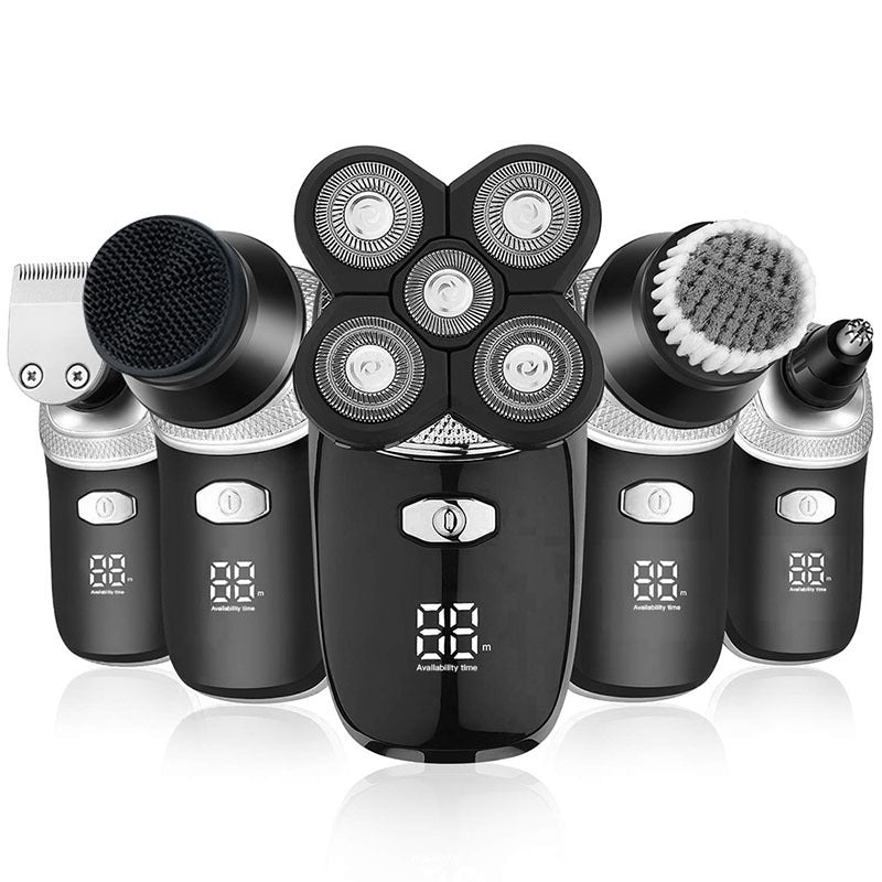 HKM-136531 Rechargeable 3D Rotary Shaver with Cleansing Brush and Grooming Attachments