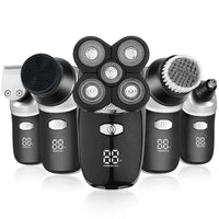 HKM-136531 Rechargeable 3D Rotary Shaver with Cleansing Brush and Grooming Attachments