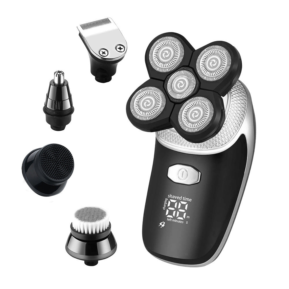 HKM-136531 Rechargeable 3D Rotary Shaver with Cleansing Brush and Grooming Attachments
