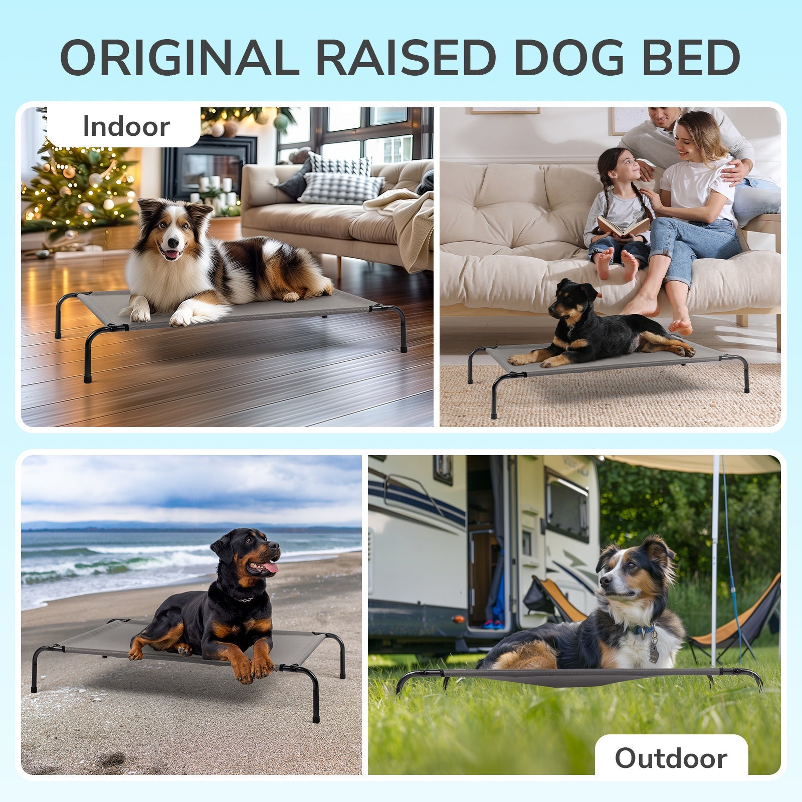 HKM-794131 Elevated Dog Bed with Breathable Textilene Fabric for Comfort and Joint Support