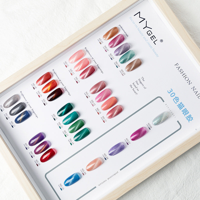 HKM-120147 Rainbow Cat Eye Nail Polish Gel - 30 Vibrant Colors, 12ml, Smudge Resistant