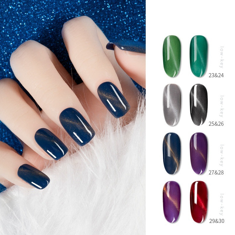 HKM-120147 Rainbow Cat Eye Nail Polish Gel - 30 Vibrant Colors, 12ml, Smudge Resistant