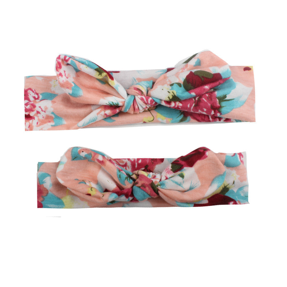 HKM-404947 Kids' Print Knotted Bunny Ears Headband - Available in 8 Colors, Size 17X6 cm or 21X6 cm